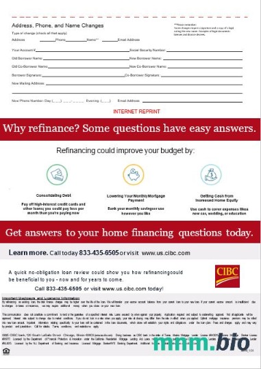 USA CIBC Bank wyciąg z kredytu hipotecznego w formatach Word i PDF, 3 strony 3
